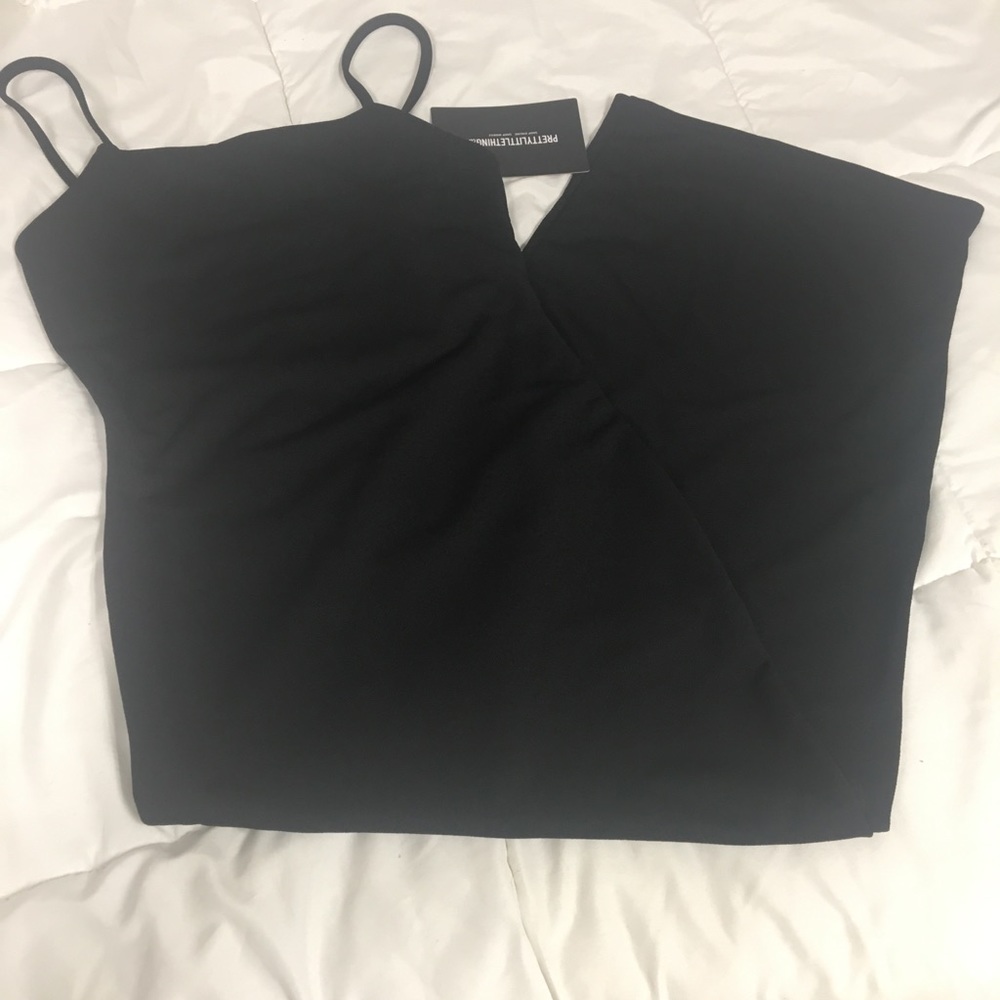 Black Midi Spaghetti Strap Dress